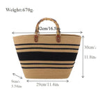 Bayshire Woven Basket Tote Bag with Bamboo Handles Summer Handbag