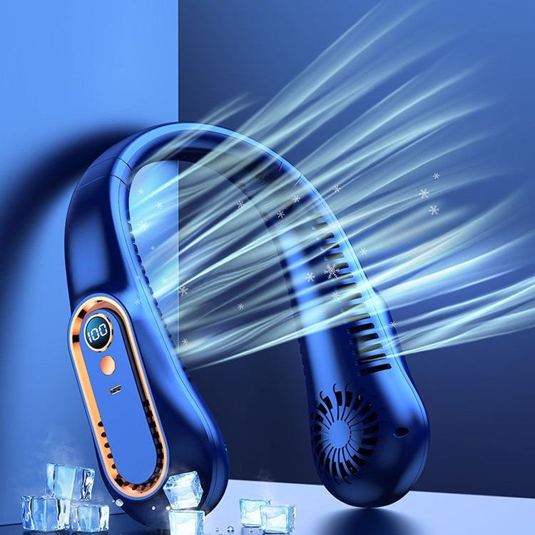 Portable Neck Cooling Fan with Digital Speed Display – Lightweight & Rechargeable