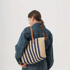 Harbourlane Striped Shopper Tote Bag Spacious Everyday Shoulder Bag