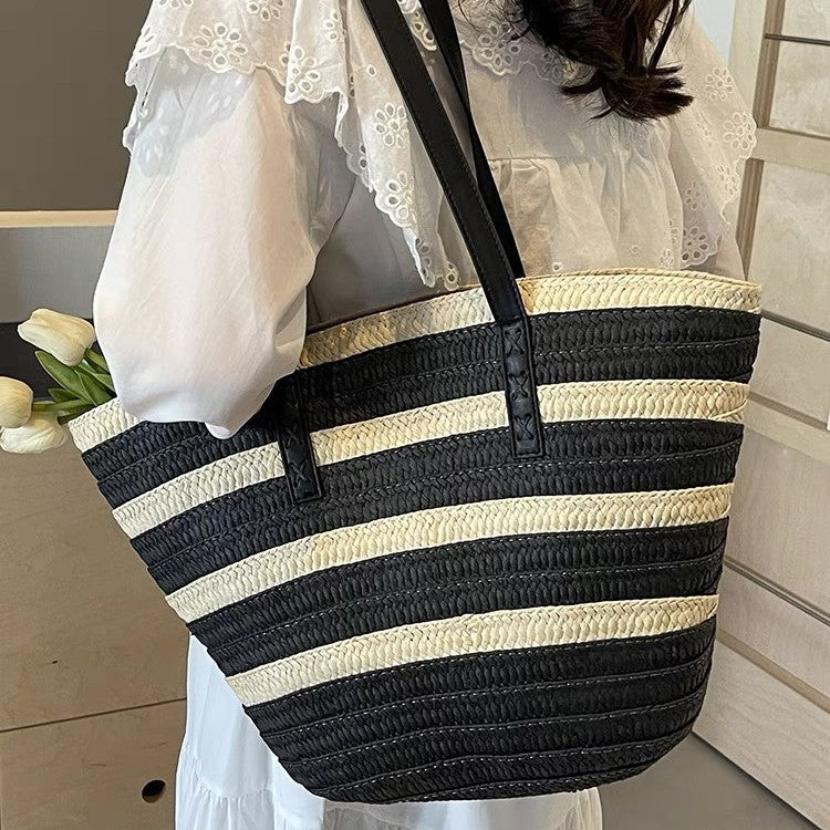 Seabrook Woven Beach Tote Bag Spacious Summer Shoulder Handbag