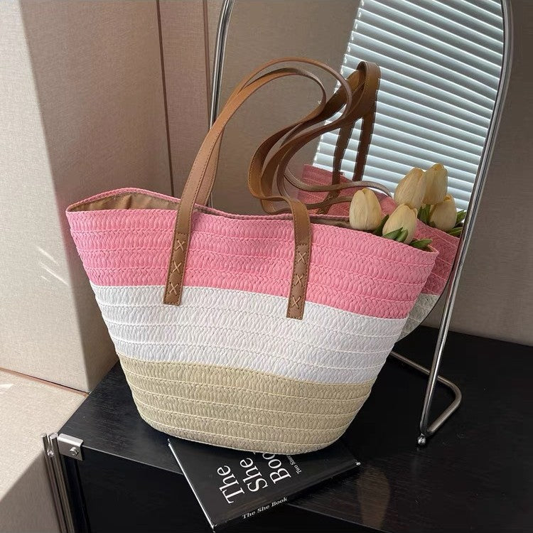 Seabrook Woven Beach Tote Bag Spacious Summer Shoulder Handbag