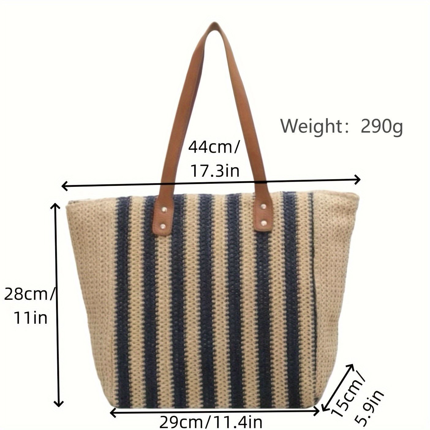 Harbourlane Striped Shopper Tote Bag Spacious Everyday Shoulder Bag
