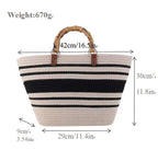 Bayshire Woven Basket Tote Bag with Bamboo Handles Summer Handbag