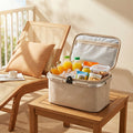 NatureCarry Insulated Woven Picnic Basket with Zipper Lid