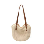 Meadowbrook Woven Shoulder Tote Bag Natural Everyday Summer Handbag