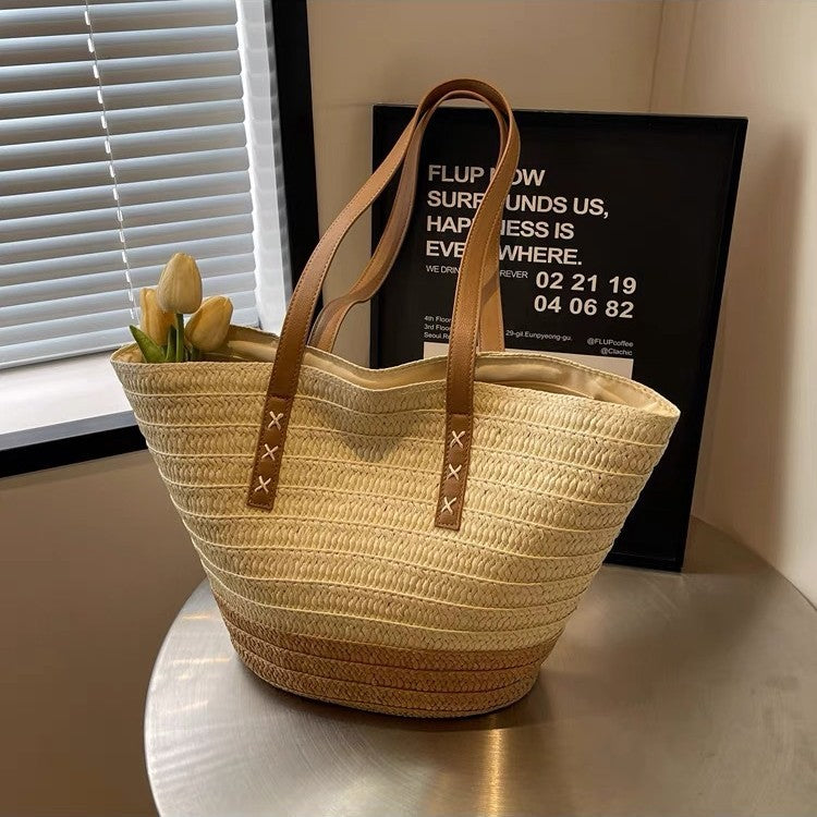 Seabrook Woven Beach Tote Bag Spacious Summer Shoulder Handbag