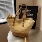 Seabrook Woven Beach Tote Bag Spacious Summer Shoulder Handbag