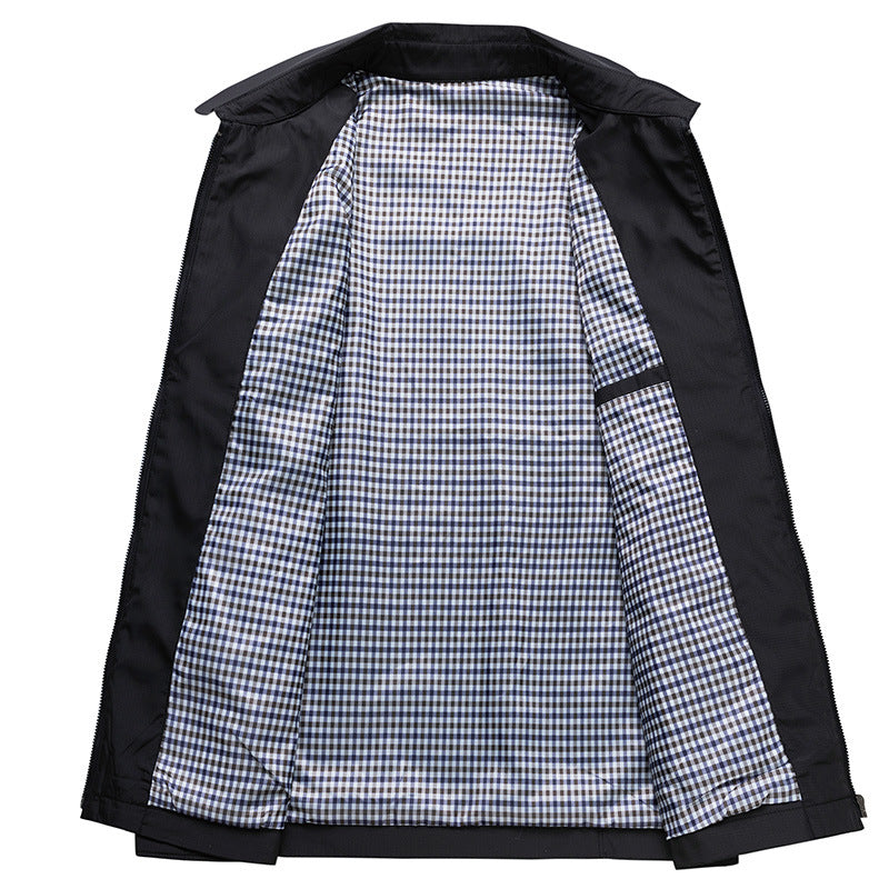 HarrowField Men's Zip-Up Windproof Jacket with Checked Lining