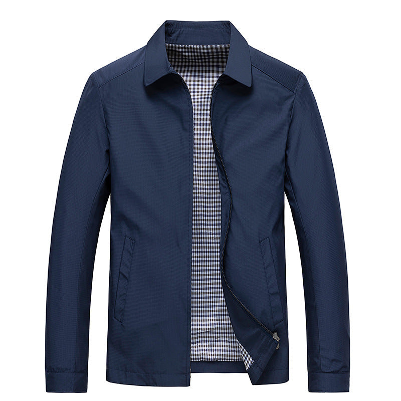 HarrowField Men's Zip-Up Windproof Jacket with Checked Lining