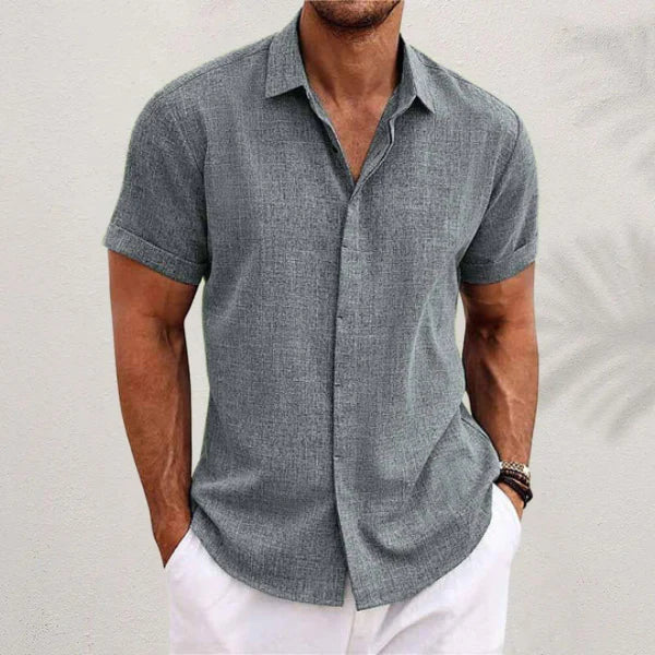 Ashbourne Cotton Linen Short Sleeve Shirt for Men Smart Casual Fit