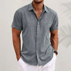Ashbourne Cotton Linen Short Sleeve Shirt for Men Smart Casual Fit