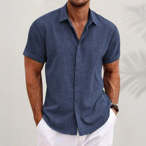 Ashbourne Cotton Linen Short Sleeve Shirt for Men Smart Casual Fit