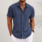 Ashbourne Cotton Linen Short Sleeve Shirt for Men Smart Casual Fit