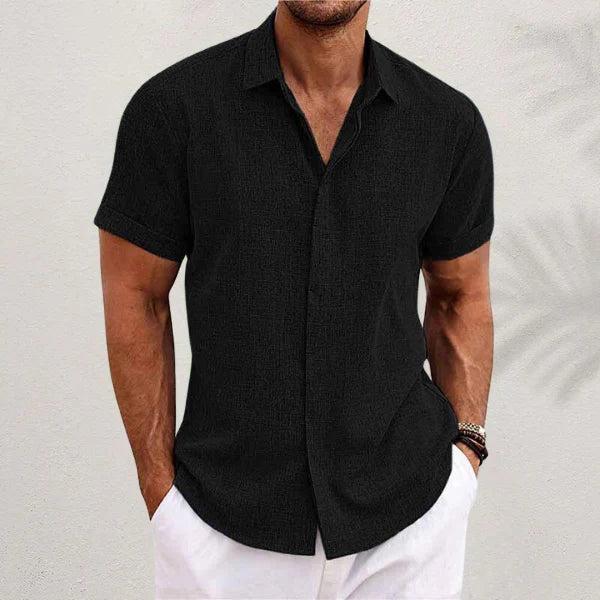Ashbourne Cotton Linen Short Sleeve Shirt for Men Smart Casual Fit