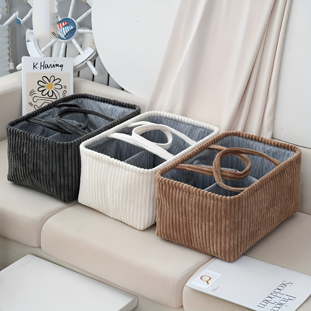 TinyTidy Baby Diaper Organizer Basket with Storage Compartments