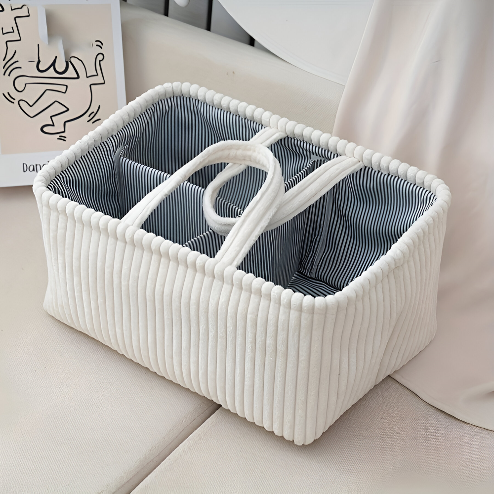 TinyTidy Baby Diaper Organizer Basket with Storage Compartments