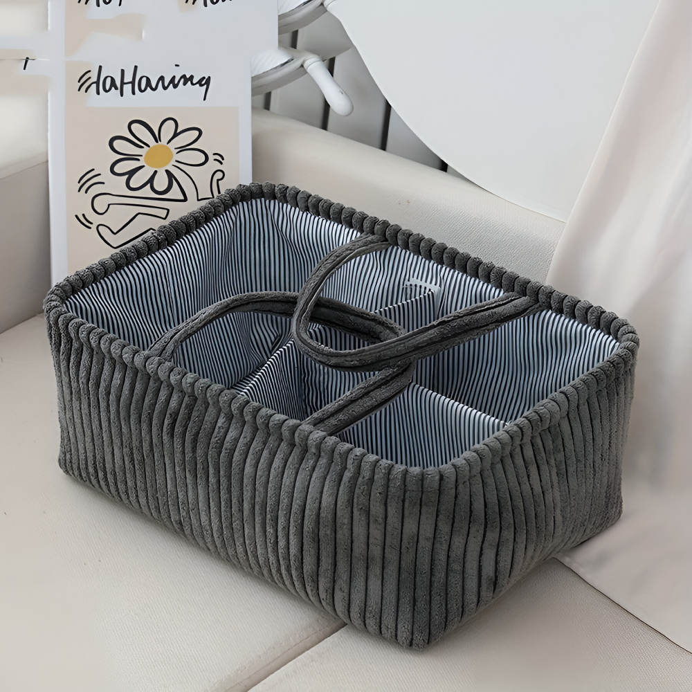 TinyTidy Baby Diaper Organizer Basket with Storage Compartments