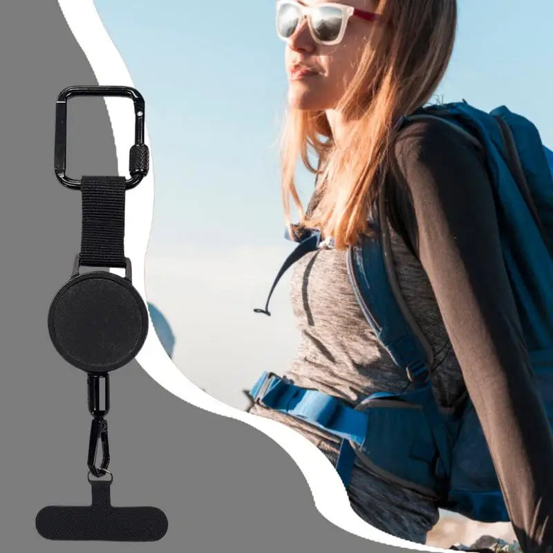 SecureFlex Retractable Phone Holder Strap with Belt Clip for Outdoor Use