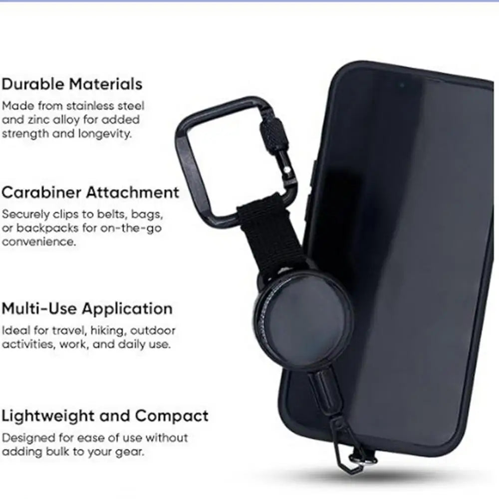 SecureFlex Retractable Phone Holder Strap with Belt Clip for Outdoor Use