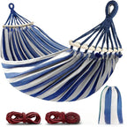 Double Canvas Hammock with Wooden Spreader Bars