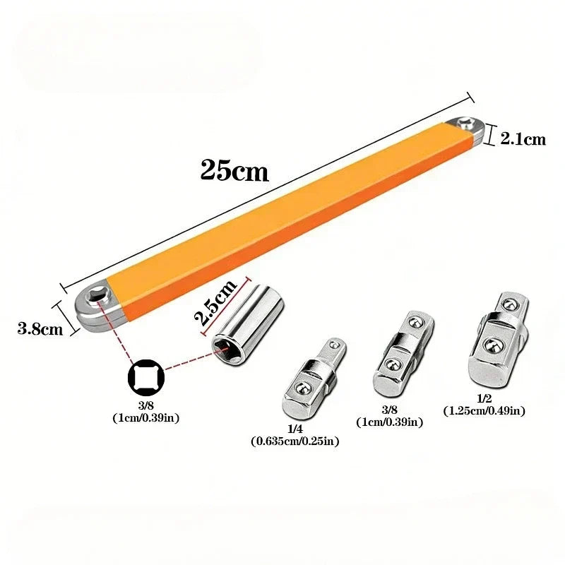 Offset Extension Adapter Socket Set – 4-Piece Impact Driver & Ratchet Compatible