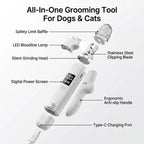 Dual-Function Pet Nail Care System with LED Safety Light – USB-C Rechargeable Clipper and Grinder