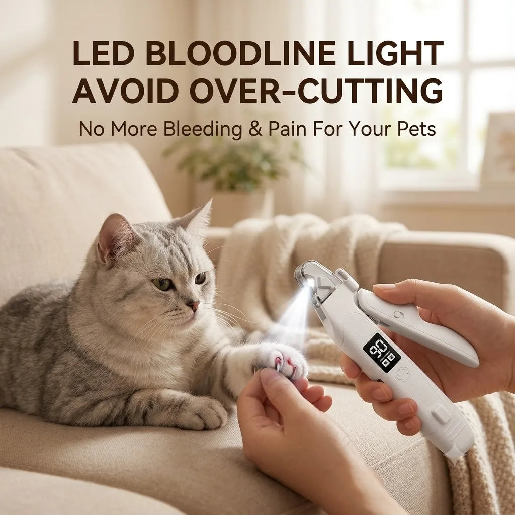 Dual-Function Pet Nail Care System with LED Safety Light – USB-C Rechargeable Clipper and Grinder
