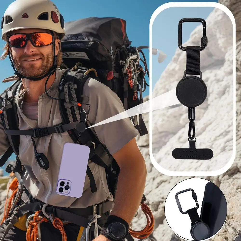 SecureFlex Retractable Phone Holder Strap with Belt Clip for Outdoor Use