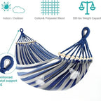 Double Canvas Hammock with Wooden Spreader Bars