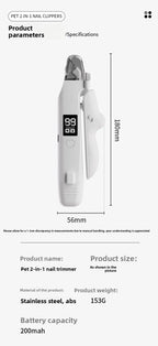 Dual-Function Pet Nail Care System with LED Safety Light – USB-C Rechargeable Clipper and Grinder