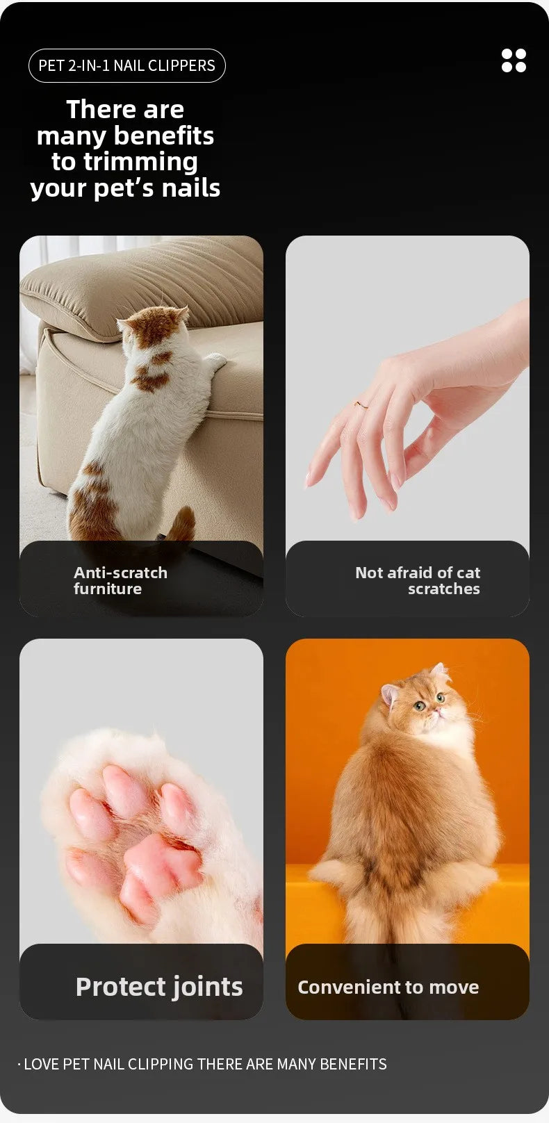 Dual-Function Pet Nail Care System with LED Safety Light – USB-C Rechargeable Clipper and Grinder