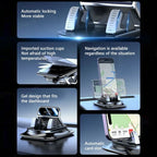 Universal Dashboard Smartphone Mount with 360-Degree Rotation and Anti-Slip Grip