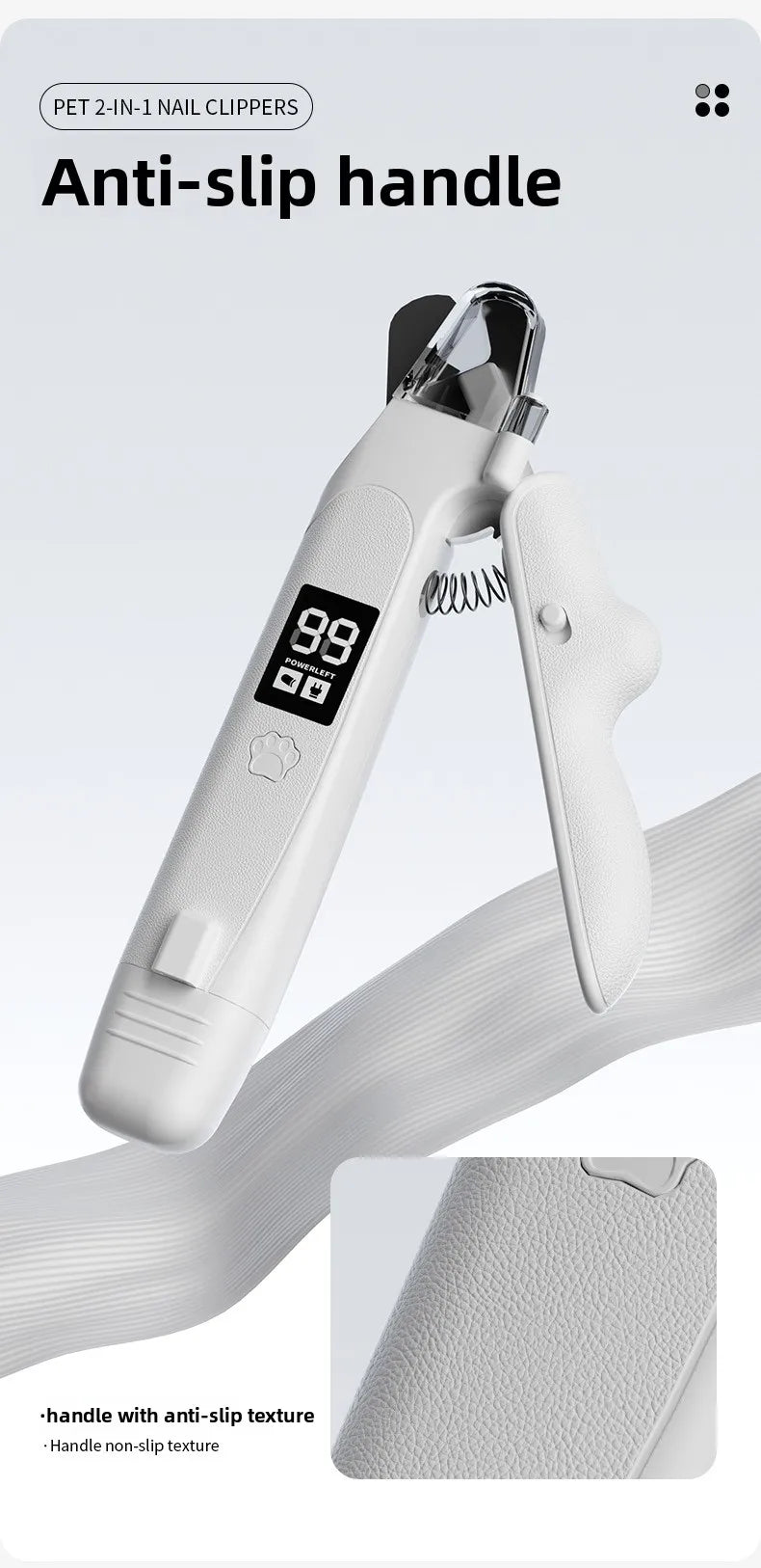 Dual-Function Pet Nail Care System with LED Safety Light – USB-C Rechargeable Clipper and Grinder