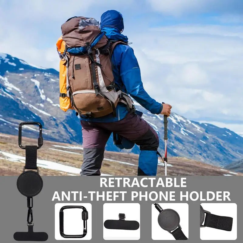 SecureFlex Retractable Phone Holder Strap with Belt Clip for Outdoor Use