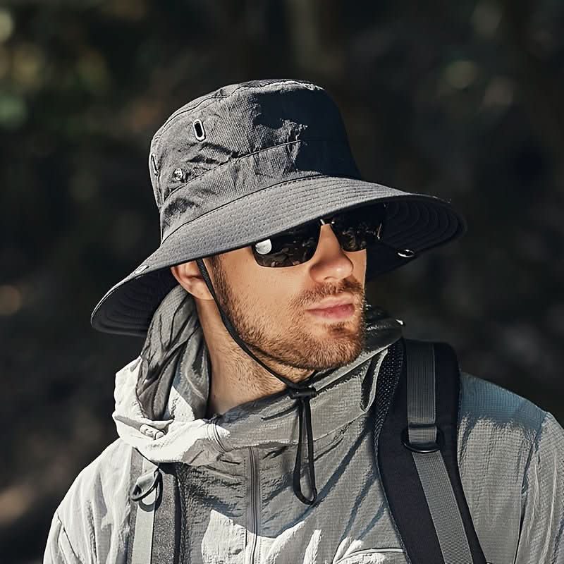 Wide Brim Ventilated Outdoor Sun Hat with Adjustable Chin Strap