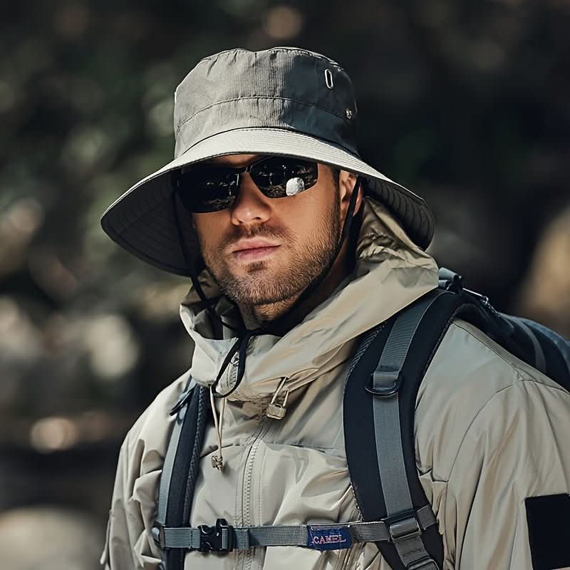 Wide Brim Ventilated Outdoor Sun Hat with Adjustable Chin Strap