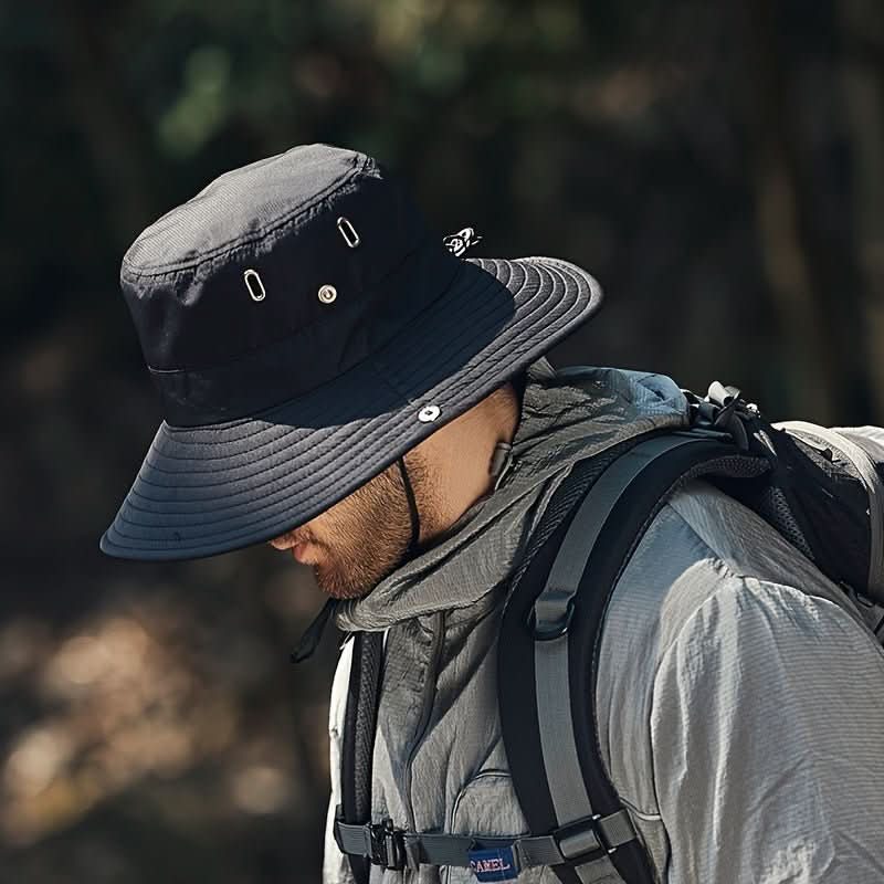 Wide Brim Ventilated Outdoor Sun Hat with Adjustable Chin Strap