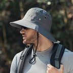 Wide Brim Ventilated Outdoor Sun Hat with Adjustable Chin Strap