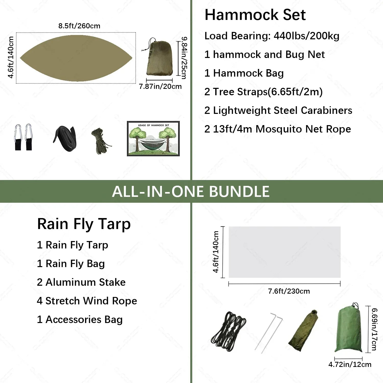 SkyRest Camping Hammock | Lightweight Hammock with Mosquito Net & Rain Tarp