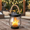 LumaFlare Solar Flame Garden Lantern with Hanging Rope Light