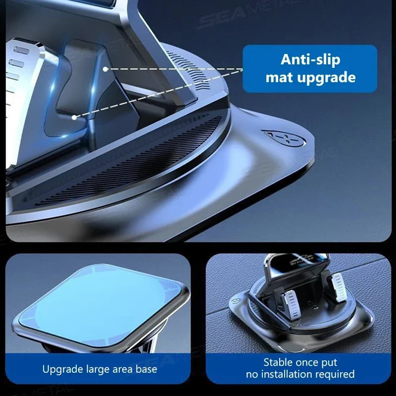 Universal Dashboard Smartphone Mount with 360-Degree Rotation and Anti-Slip Grip