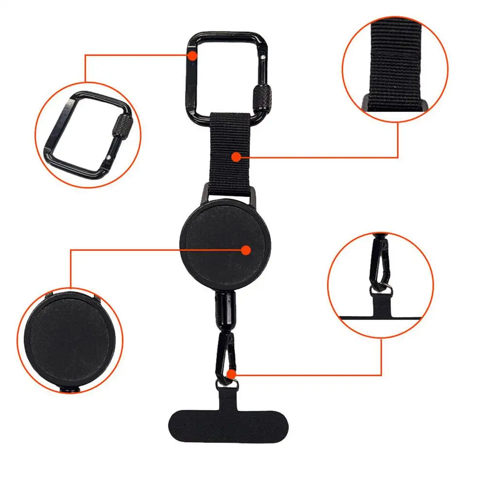 SecureFlex Retractable Phone Holder Strap with Belt Clip for Outdoor Use
