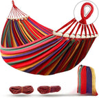 Double Canvas Hammock with Wooden Spreader Bars