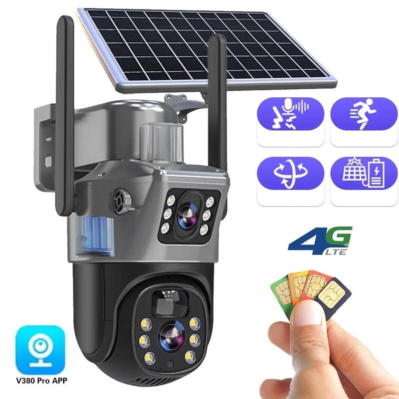SolarGuard Vision 4K Wireless Outdoor Security Camera with Dual Lens
