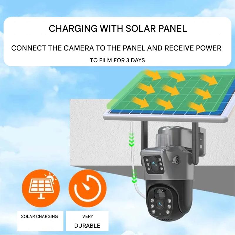 SolarGuard Vision 4K Wireless Outdoor Security Camera with Dual Lens