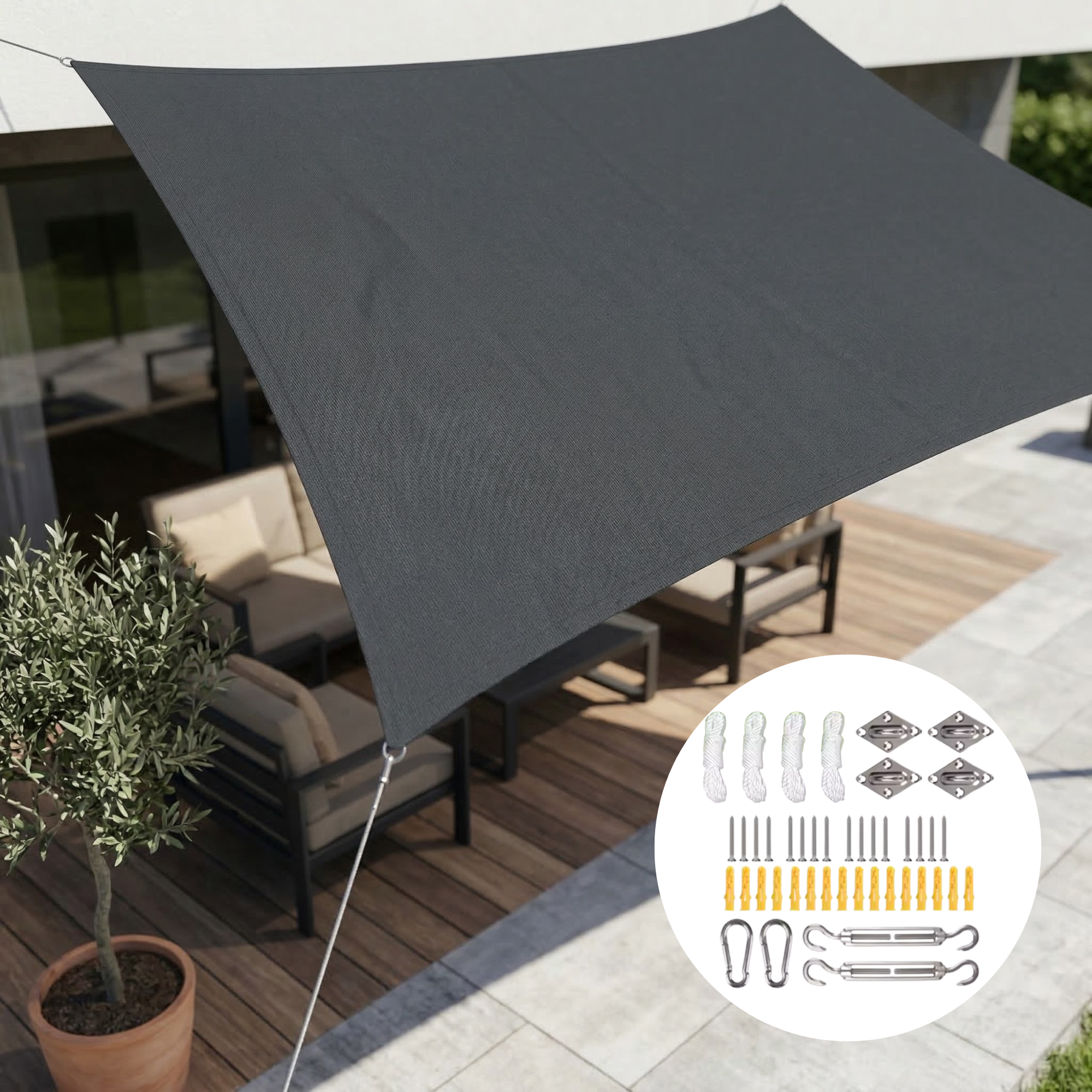 SunHaven Waterproof Rectangular Shade Sail Canopy for Patio and Garden