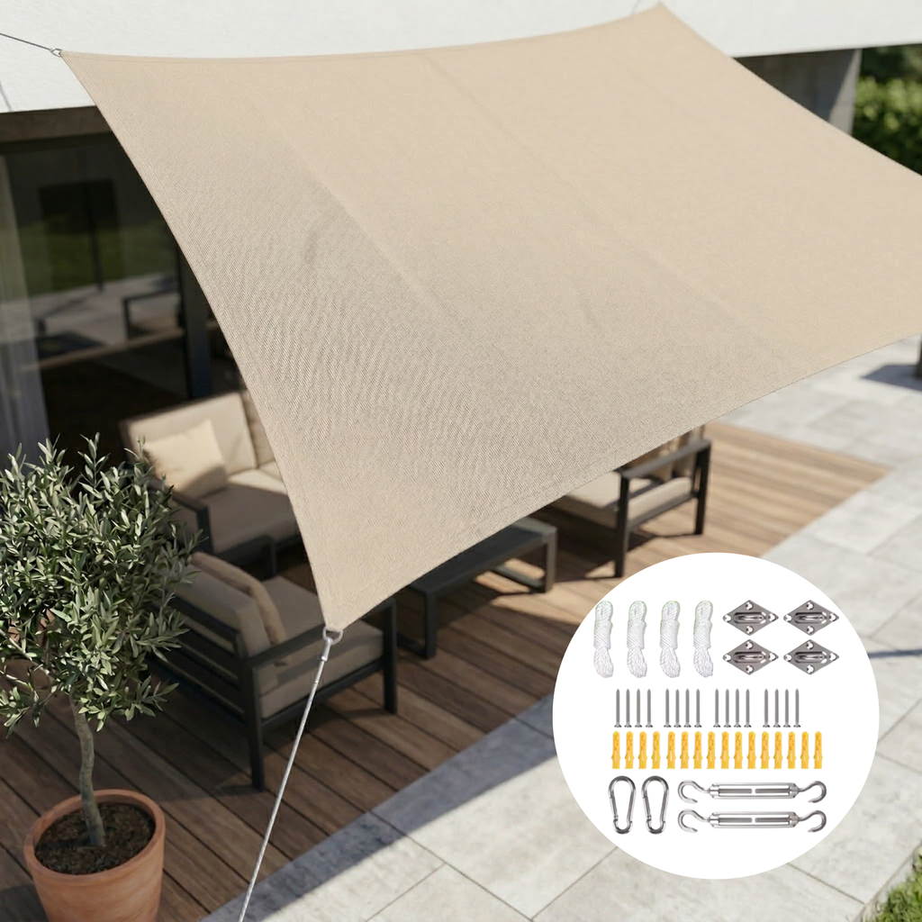 SunHaven Waterproof Rectangular Shade Sail Canopy for Patio and Garden