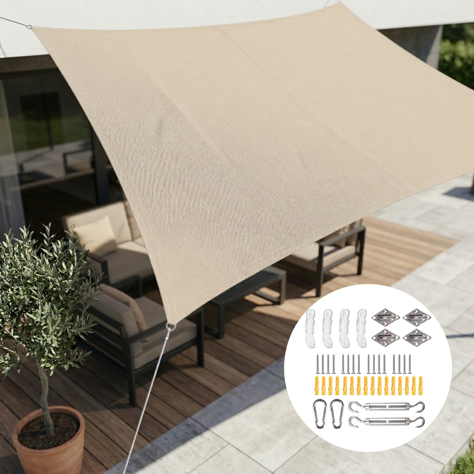 SunHaven Waterproof Rectangular Shade Sail Canopy for Patio and Garden