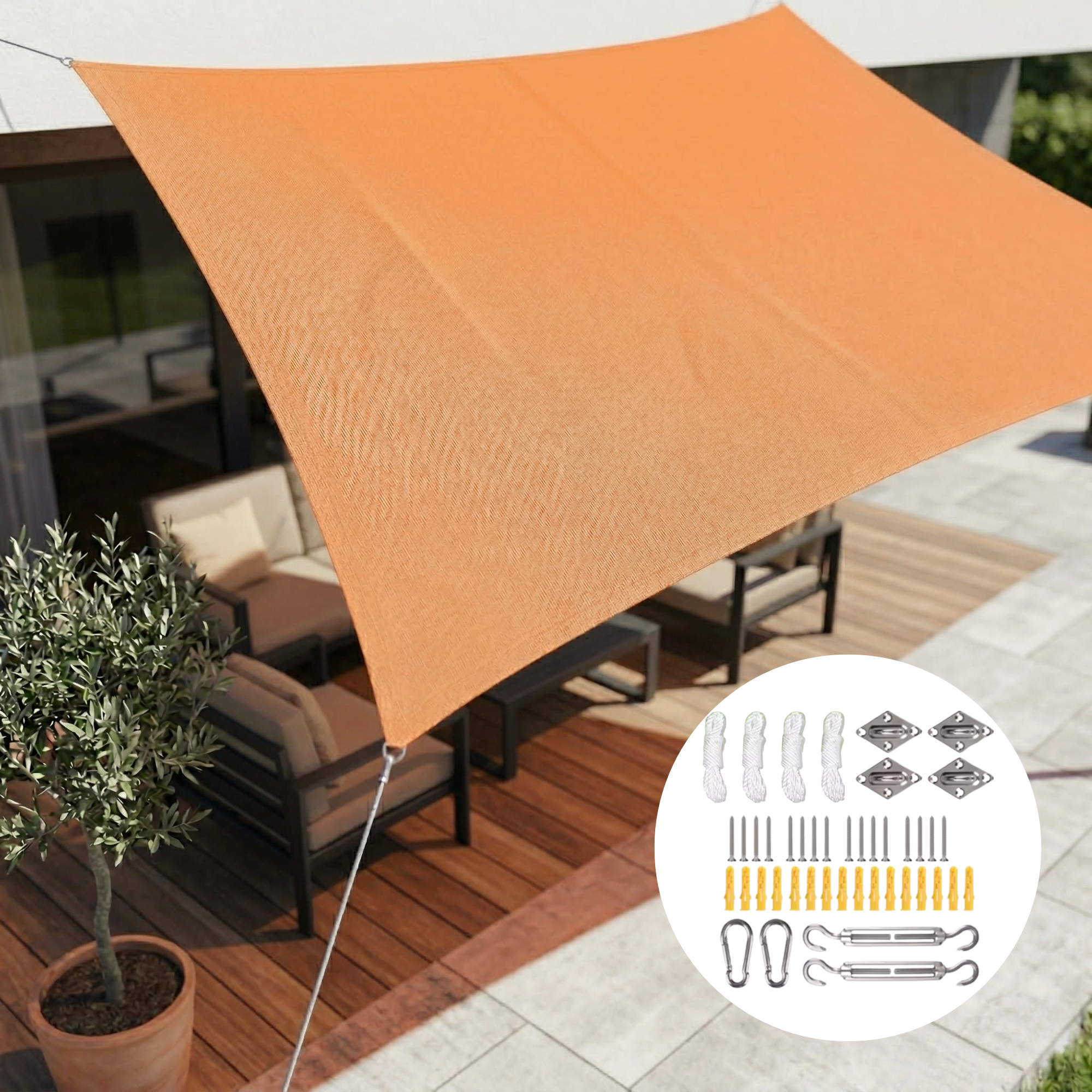 SunHaven Waterproof Rectangular Shade Sail Canopy for Patio and Garden