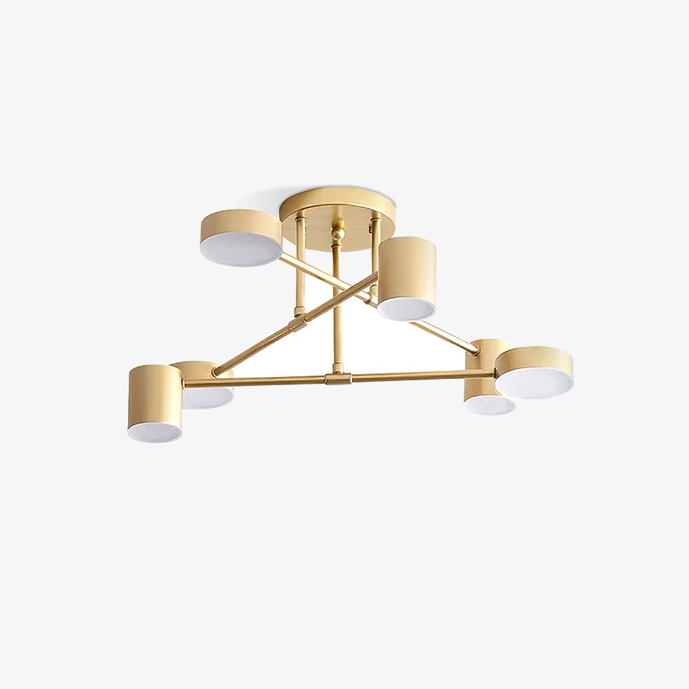 Six-Arm Cylindrical Shade Ceiling Light - Wrought Iron & Aluminum